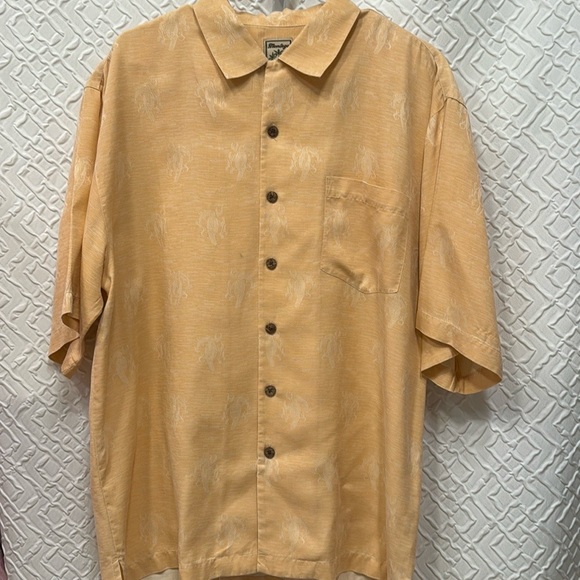 Montego Mon 100% silk Hawaiian shirt with a Parrot weave. Tangerine size Large - Picture 16 of 16